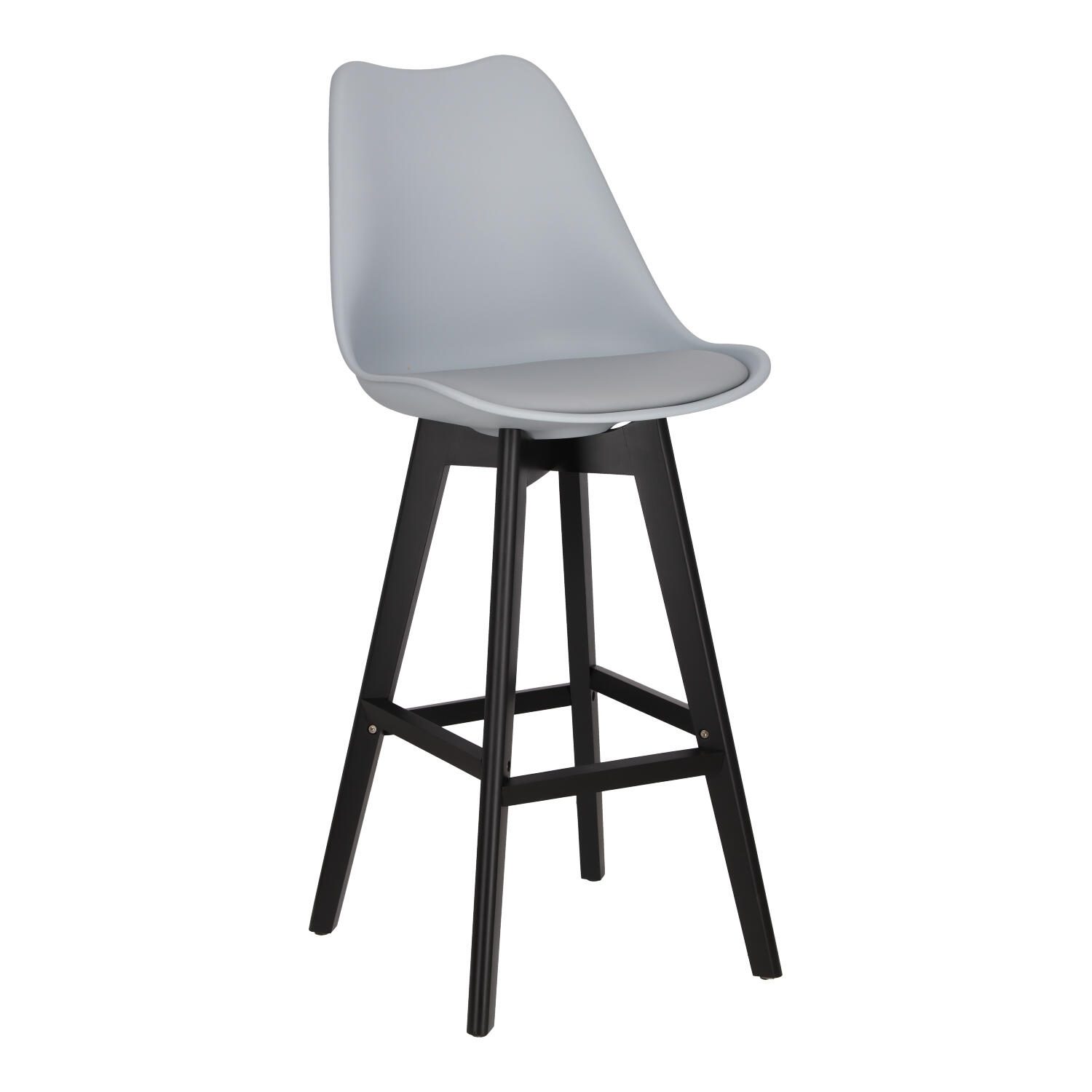 Stołek barowy Norden wood black high PP   szary